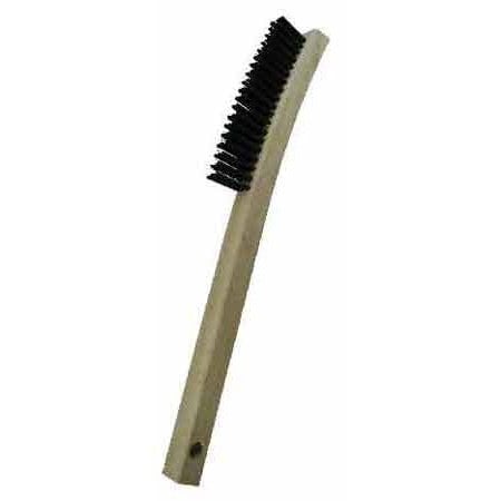 Gordon Brush 3x19 Row 0.006 SS Wire and 13-3/4 Curved Wood Handle Plater's Brush, PK12 403SS006G